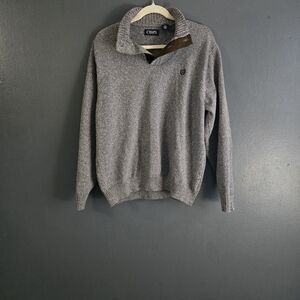 Chaps Men's Heather Gray Button-Up Sweater
